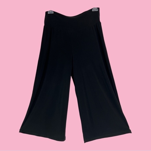 Fig & Blu Women’s Pull On Wide Leg Cropped Pants Black Size S - Picture 1 of 5